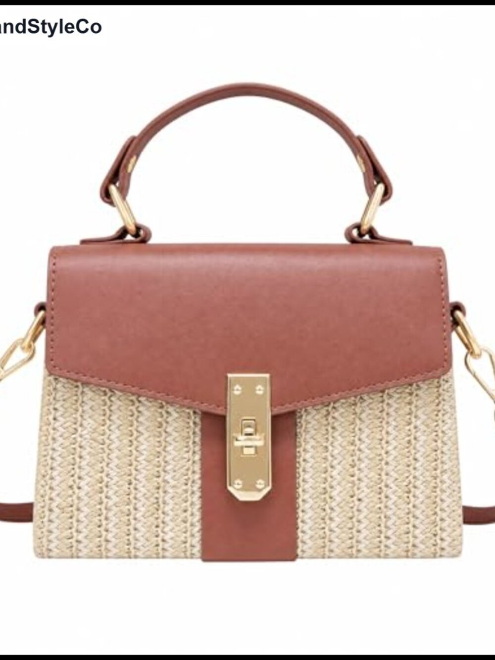 Woven Straw Purse with Top Handle and Crossbody Strap